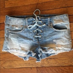 American Eagle Denim Lace-Up Shorts